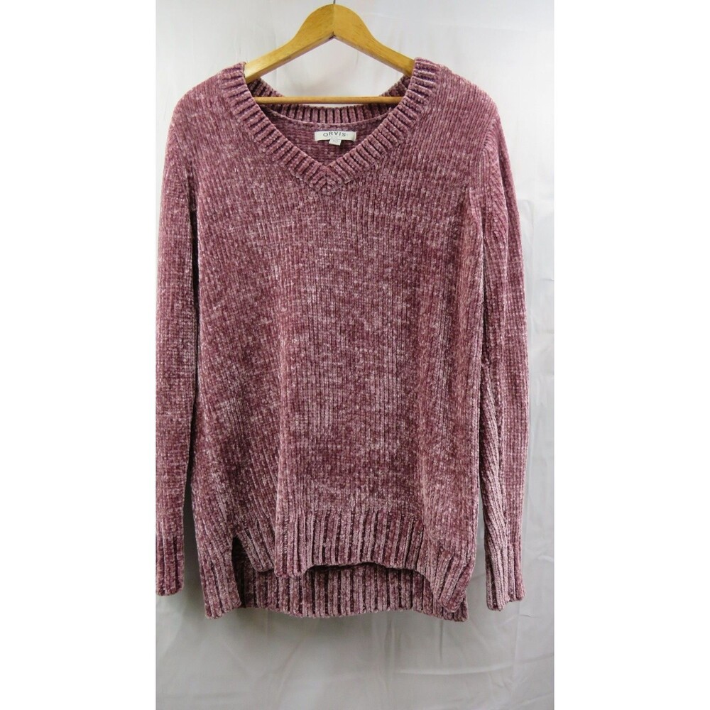 Orvis Women's Mauve Pink Very Soft Cozy Chenille VNeck Sweater-size Medium